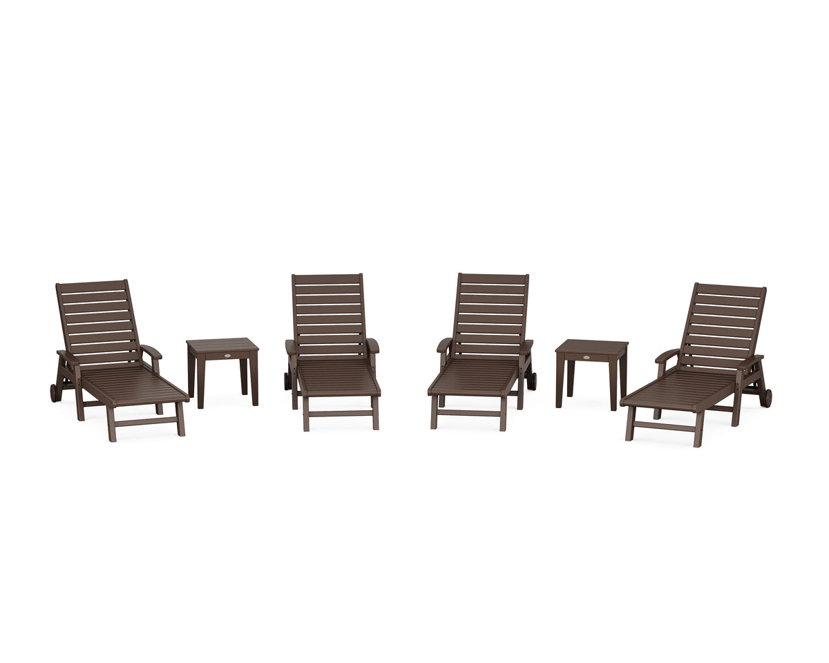 POLYWOOD Signature Chaise 6-Piece Set with Wheels in Mahogany