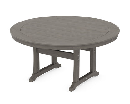 POLYWOOD Nautical Trestle 60" Round Dining Table in Driftwood