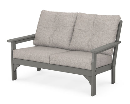 POLYWOOD Vineyard Deep Seating Loveseat in Slate Grey / Weathered Tweed