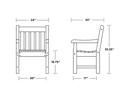 POLYWOOD Rockford Garden Arm Chair dimensions