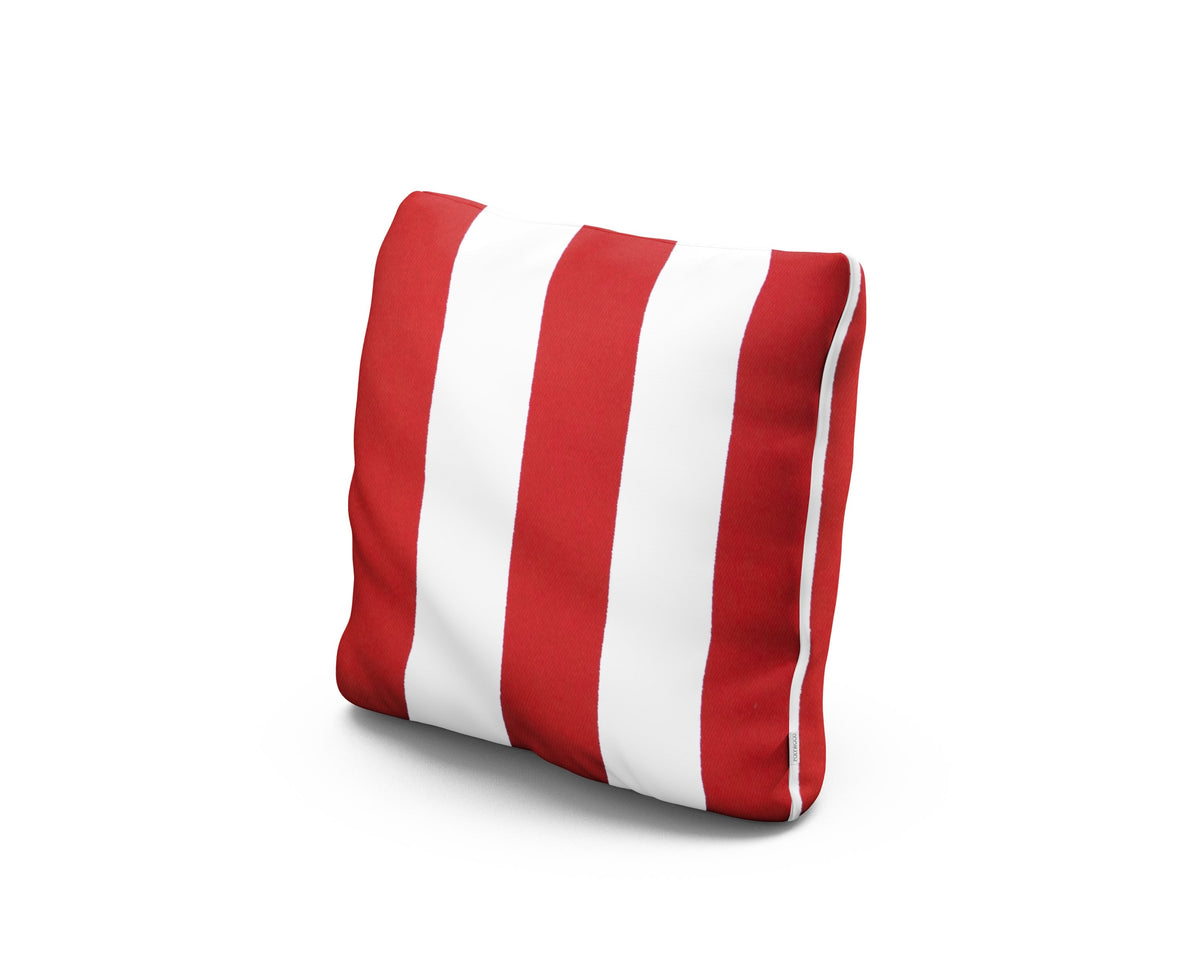 POLYWOOD 16" Outdoor Throw Pillow in Cabana Stripe Crimson
