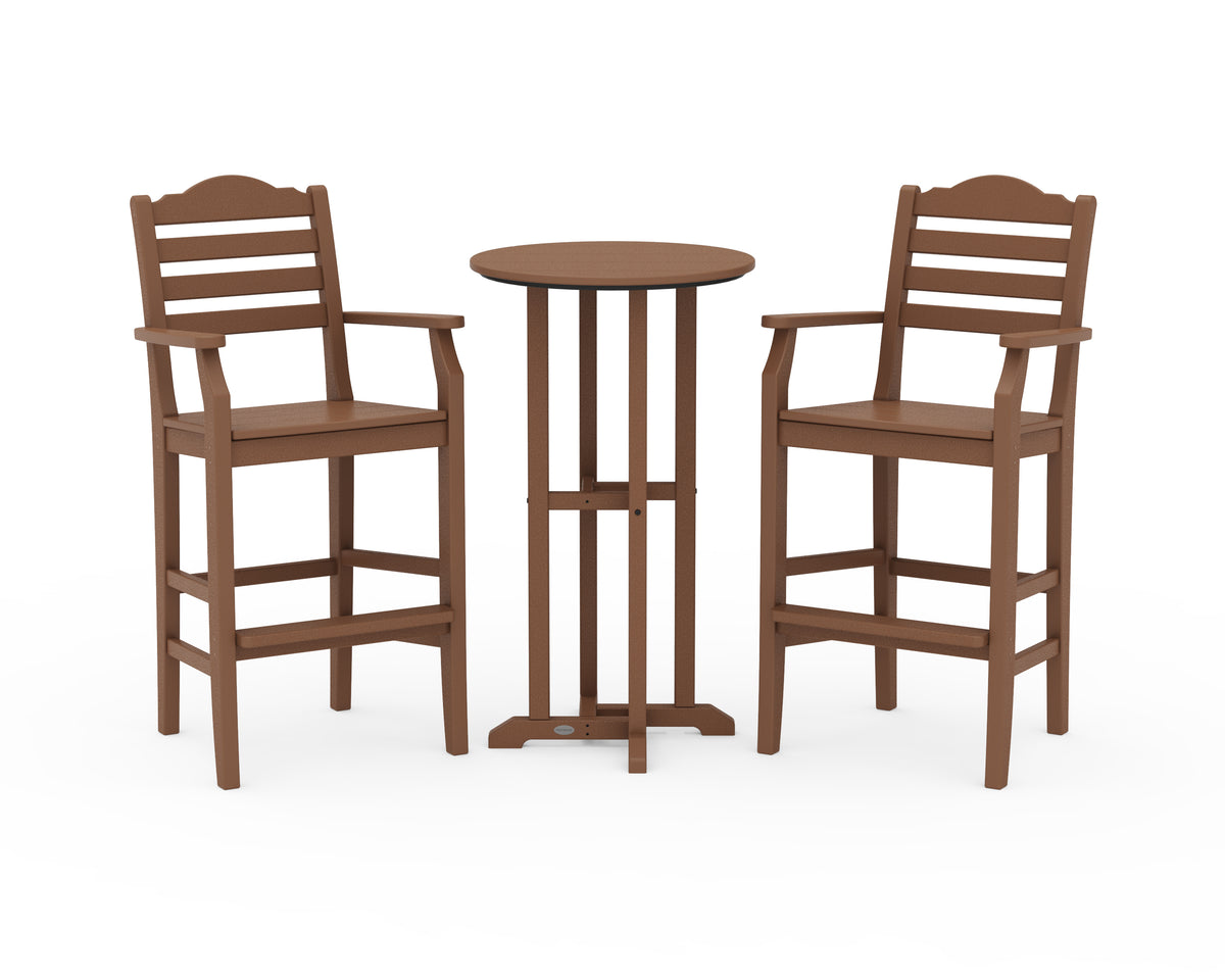 POLYWOOD Savannah 3-Piece Farmhouse Bar Set in Teak