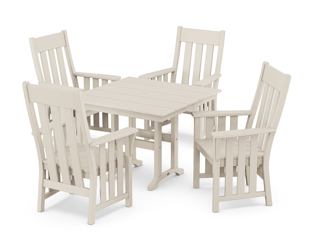 POLYWOOD Acadia 5-Piece Farmhouse Dining Set in White