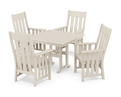 POLYWOOD Acadia 5-Piece Farmhouse Dining Set in White
