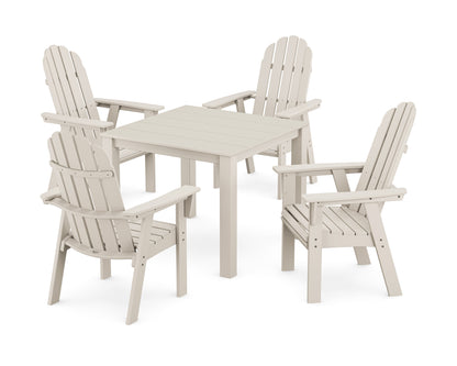 POLYWOOD Vineyard Curveback Adirondack 5-Piece Parsons Dining Set in Sand