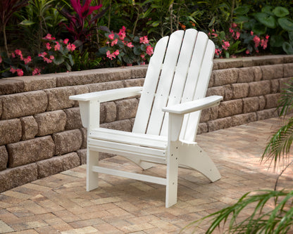POLYWOOD Vineyard Curveback Adirondack Chair in White styled outdoors