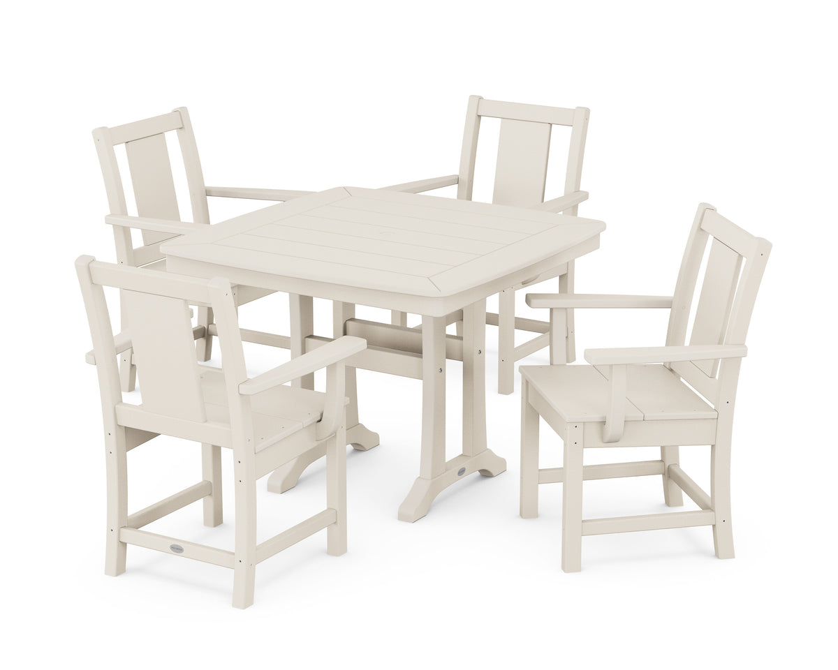 POLYWOOD Prairie 5-Piece Dining Set with Trestle Legs in Sand