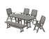 POLYWOOD Nautical Highback 6-Piece Dining Set with Bench in Slate Grey