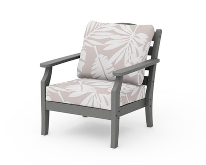POLYWOOD Savannah Deep Seating Chair in Slate Grey / Leaf Dune Burlap