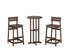 POLYWOOD Modern Studio Plaza Lowback Bar Chair 3-Piece Bistro Set in Mahogany
