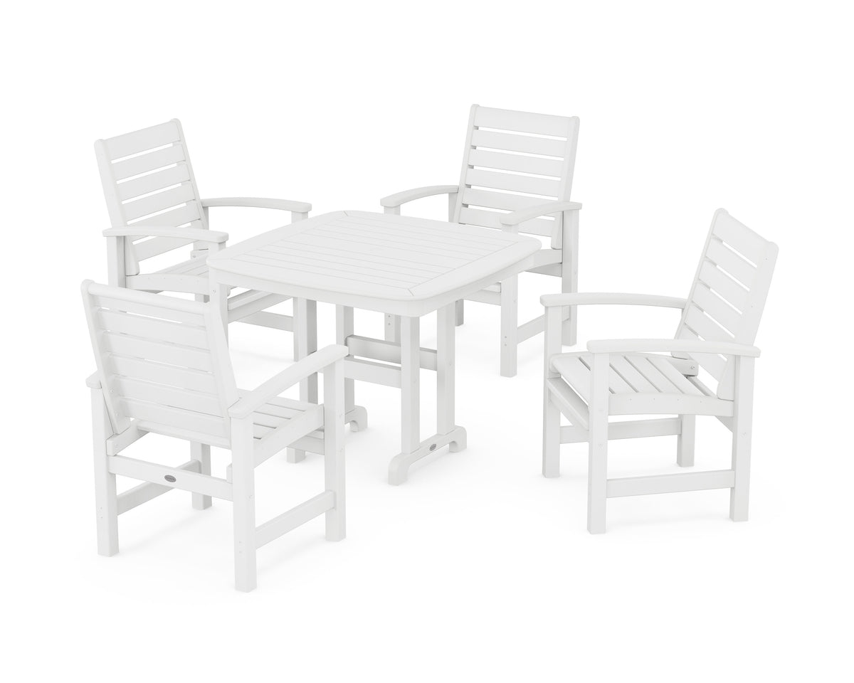 POLYWOOD Signature 5-Piece Dining Set - 37" Table in White