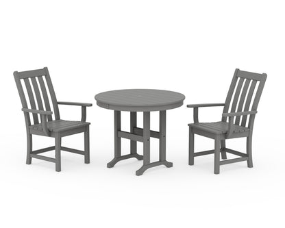POLYWOOD Vineyard 3-Piece Round Dining Set in Slate Grey