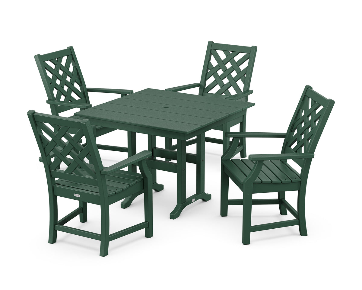 POLYWOOD Wovendale 5-Piece Farmhouse Dining Set in Green
