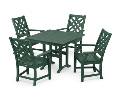 POLYWOOD Wovendale 5-Piece Farmhouse Dining Set in Green