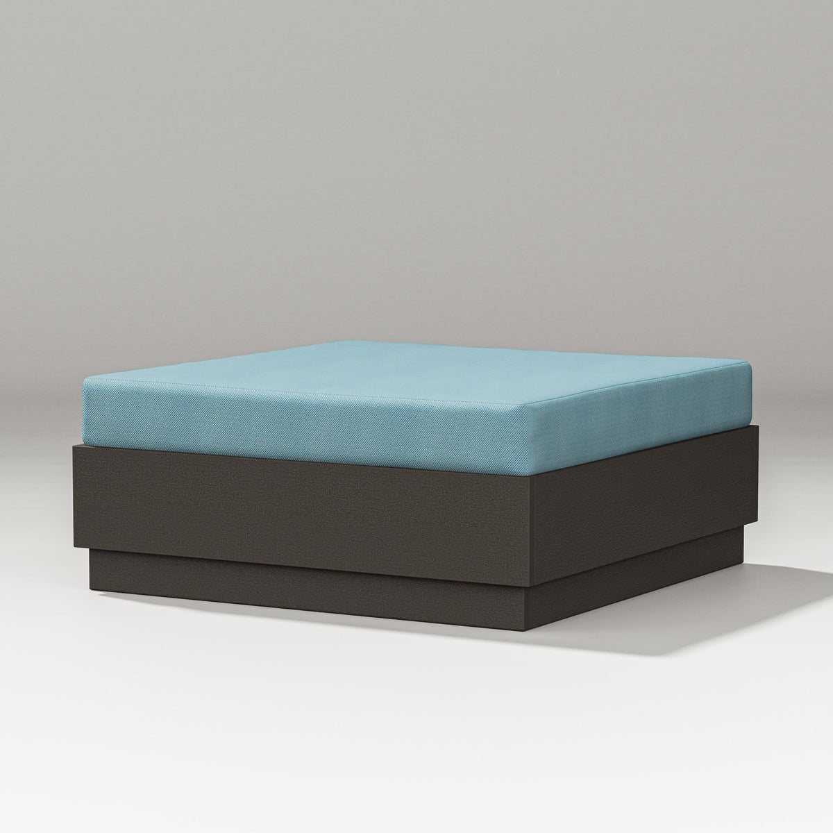POLYWOOD Elevate Lounge Ottoman in Vintage Coffee / Lattice Sky Blue