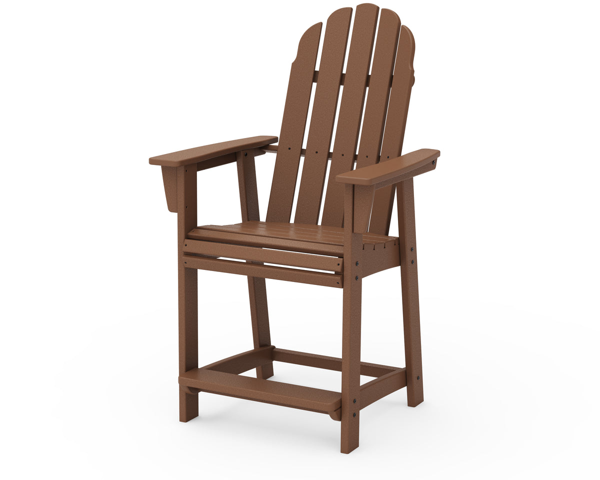 POLYWOOD Vineyard Curveback Adirondack Counter Chair in Teak
