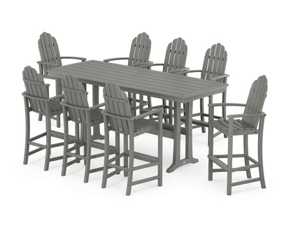 POLYWOOD Classic Adirondack 9-Piece Bar Set with Trestle Legs in Slate Grey