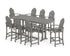 POLYWOOD Classic Adirondack 9-Piece Bar Set with Trestle Legs in Slate Grey