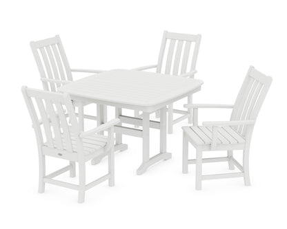 POLYWOOD Vineyard 5-Piece Dining Set with Trestle Legs - 44" Table in White