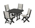 POLYWOOD Coastal Folding Side Chair 5-Piece Dining Set with Nautical 44" Dining Table in Black / Birch