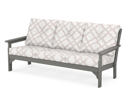 POLYWOOD Vineyard Deep Seating Sofa in Slate Grey / Trellis Dune Burlap