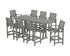 POLYWOOD Signature 9-Piece Bar Set with Trestle Legs in Slate Grey