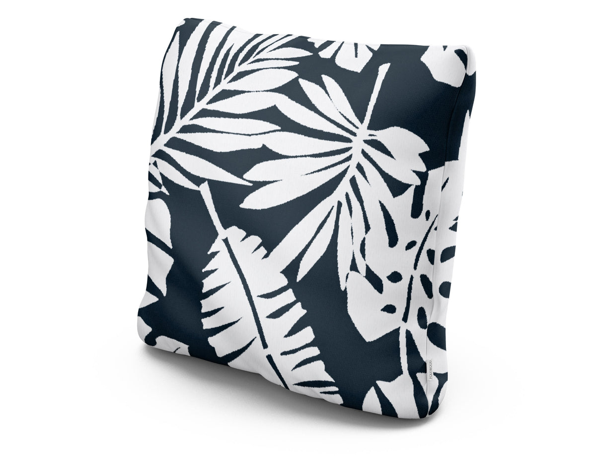 POLYWOOD 22" Outdoor Throw Pillow in Leaf Marine Indigo