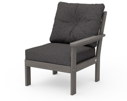 POLYWOOD Vineyard Modular Right Arm Chair in Driftwood / Ash Charcoal