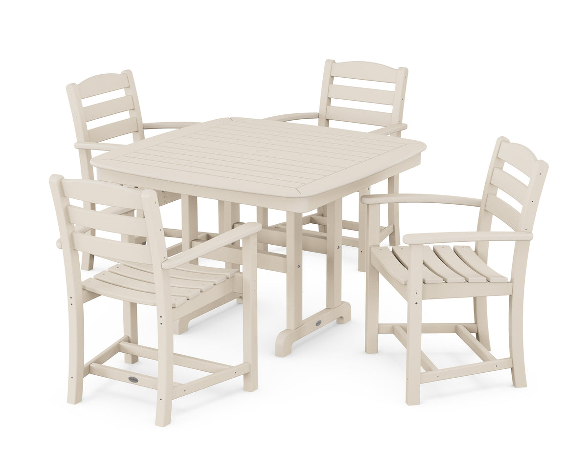 POLYWOOD La Casa Café 5-Piece Dining Set with Trestle Legs - 44" Table in Sand