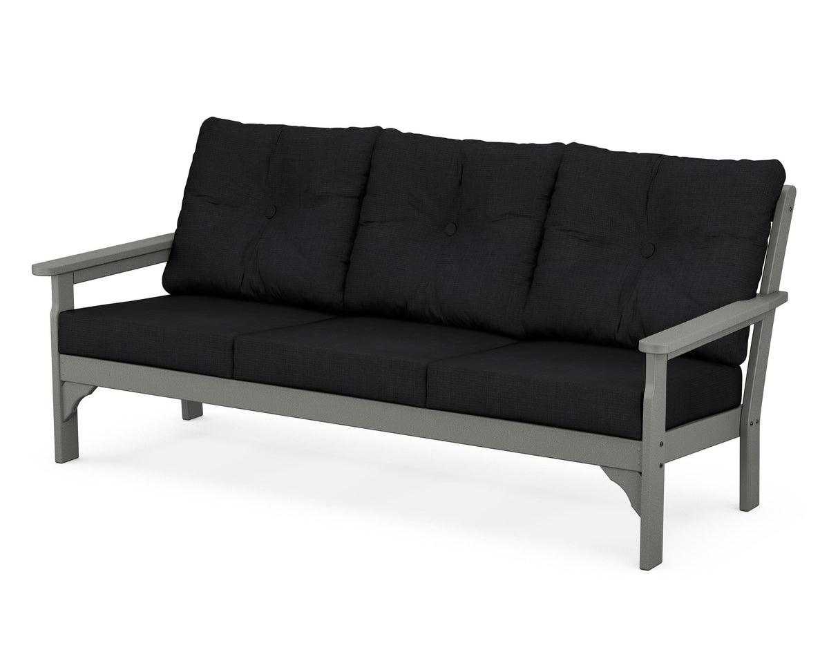 POLYWOOD Vineyard Deep Seating Sofa in Slate Grey / Midnight Linen