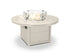 Round outdoor fire table with glass top on a white background