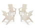 POLYWOOD 4-Piece Modern Curveback Adirondack Conversation Set in Sand