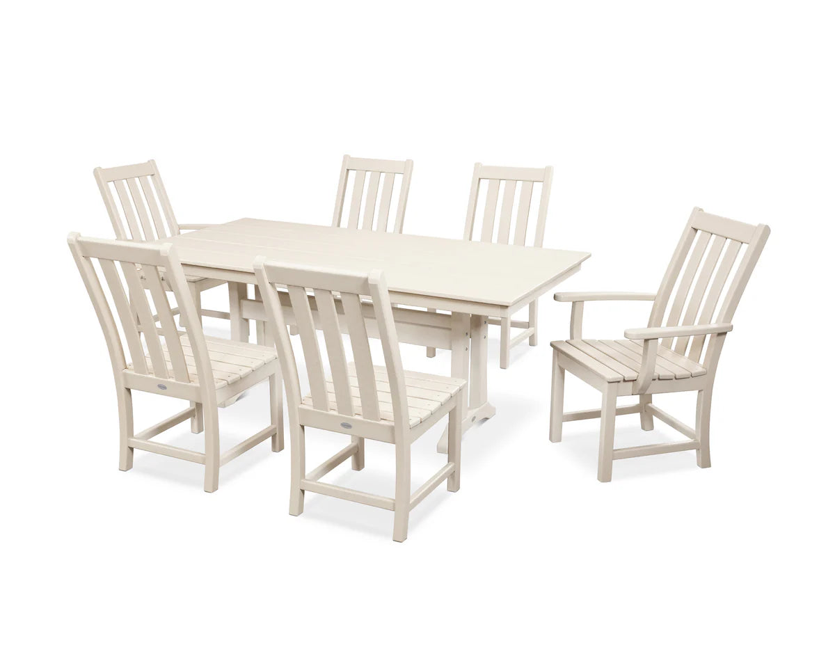 POLYWOOD Vineyard 7-Piece Farmhouse Dining Set with Trestle Legs