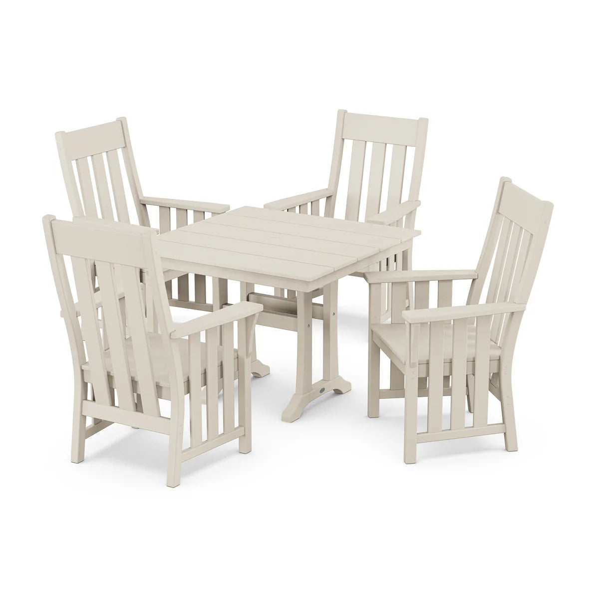 POLYWOOD Acadia 5-Piece Farmhouse Dining Set with Trestle Legs