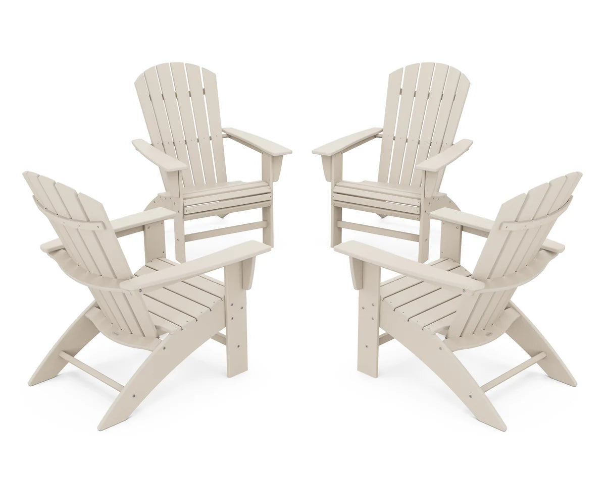 POLYWOOD 4-Piece Nautical Curveback Adirondack Chair Conversation Set