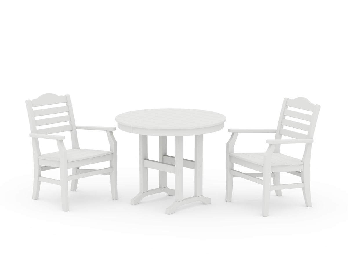 POLYWOOD Savannah 3-Piece Farmhouse Dining Set in Vintage White