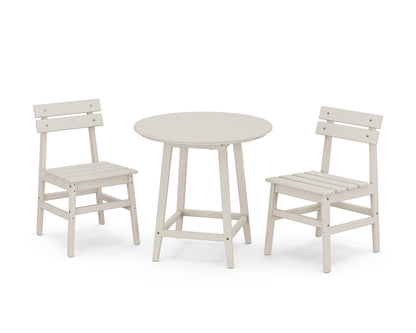 POLYWOOD Modern Studio Plaza Chair 3-Piece Round Bistro Dining Set in Sand