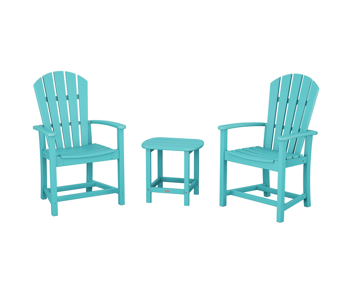 POLYWOOD Palm Coast 3-Piece Upright Adirondack Chair Set in Aruba