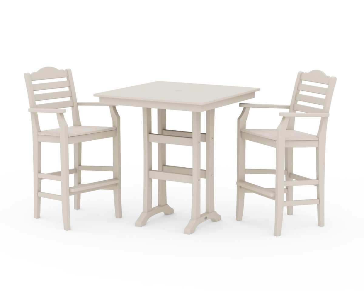 POLYWOOD Savannah 3-Piece Farmhouse Bar Set with Trestle Legs in Sand