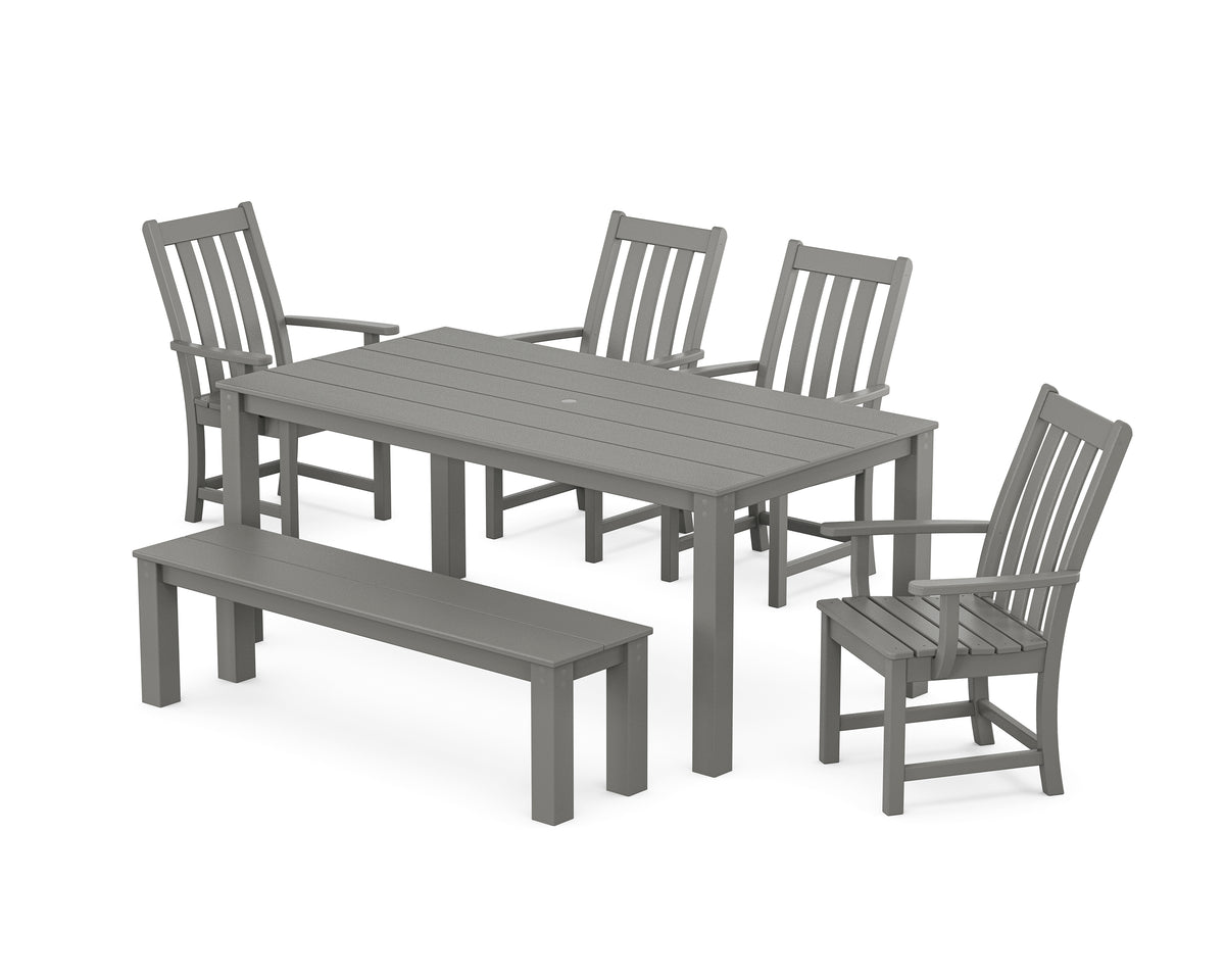 POLYWOOD Vineyard 6-Piece Parsons Dining Set with Bench in Slate Grey