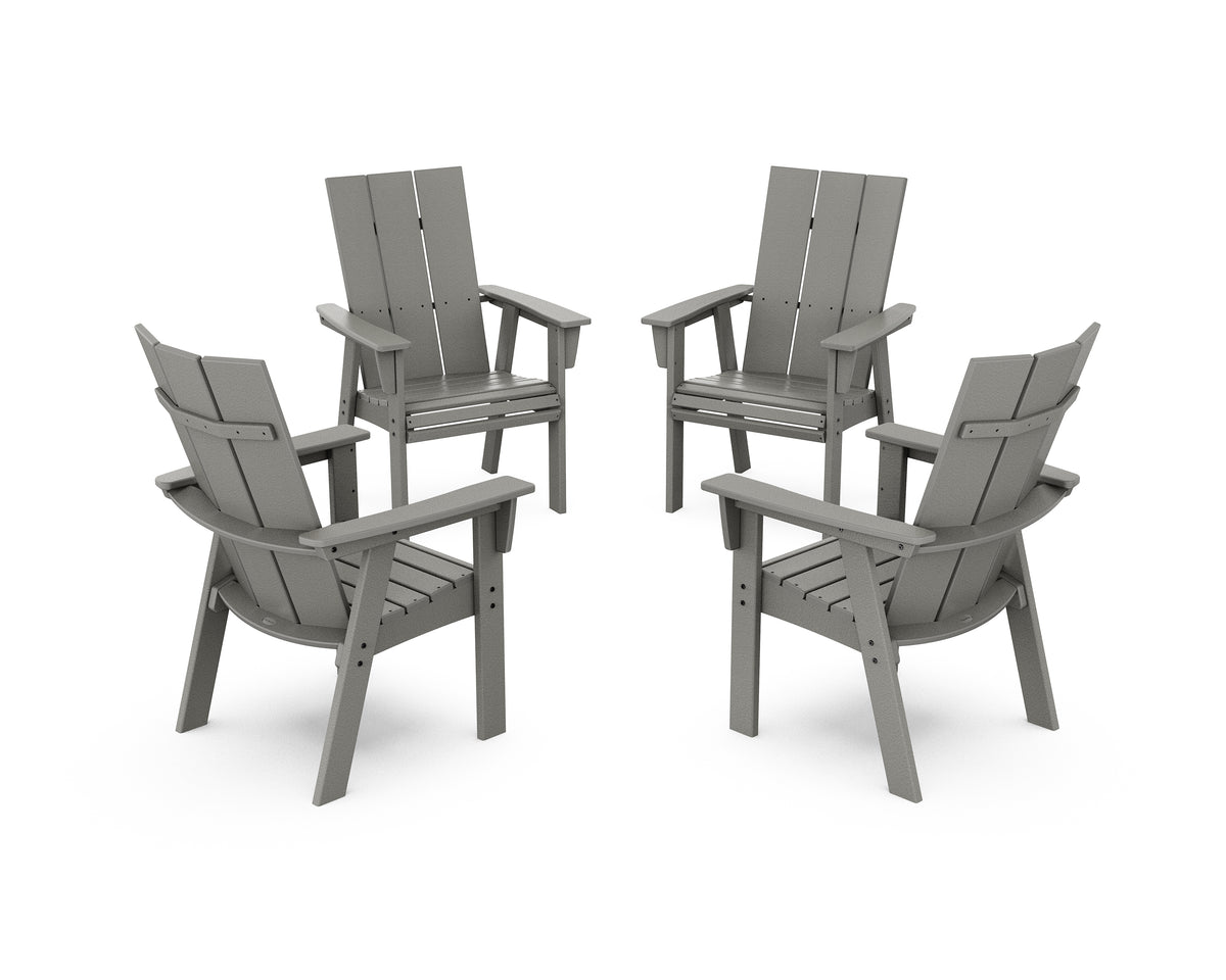 POLYWOOD Modern 4-Piece Curveback Upright Adirondack Conversation Set in Slate Grey