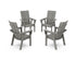 POLYWOOD Modern 4-Piece Curveback Upright Adirondack Conversation Set in Slate Grey