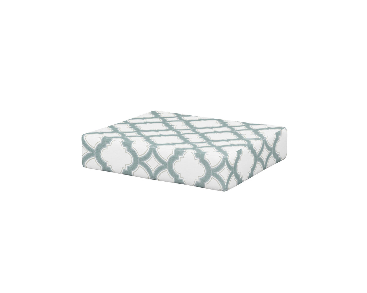 POLYWOOD Acadia Ottoman Cushion in Trellis Glacier Spa
