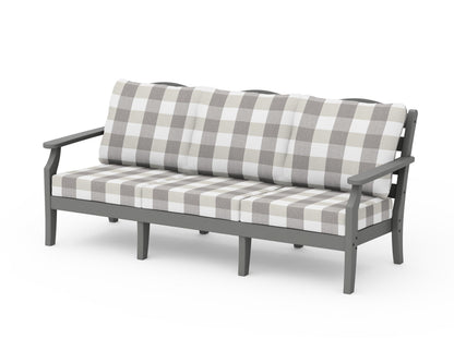 POLYWOOD Savannah Deep Seating Sofa in Slate Grey / Buffalo Plaid Grey Mist