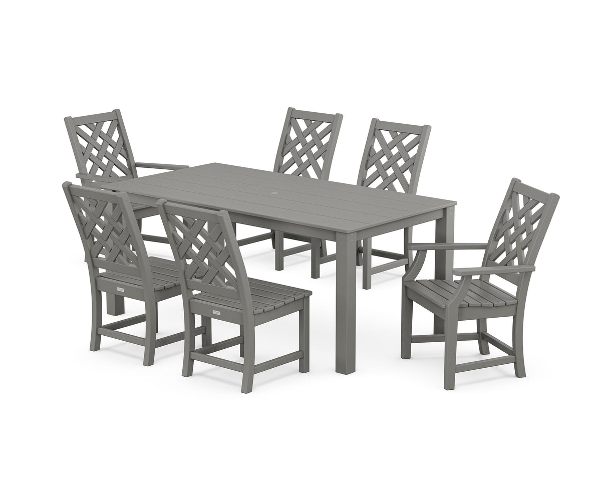 POLYWOOD Wovendale 7-Piece Parsons Dining Set in Slate Grey
