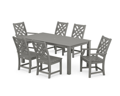 POLYWOOD Wovendale 7-Piece Parsons Dining Set in Slate Grey