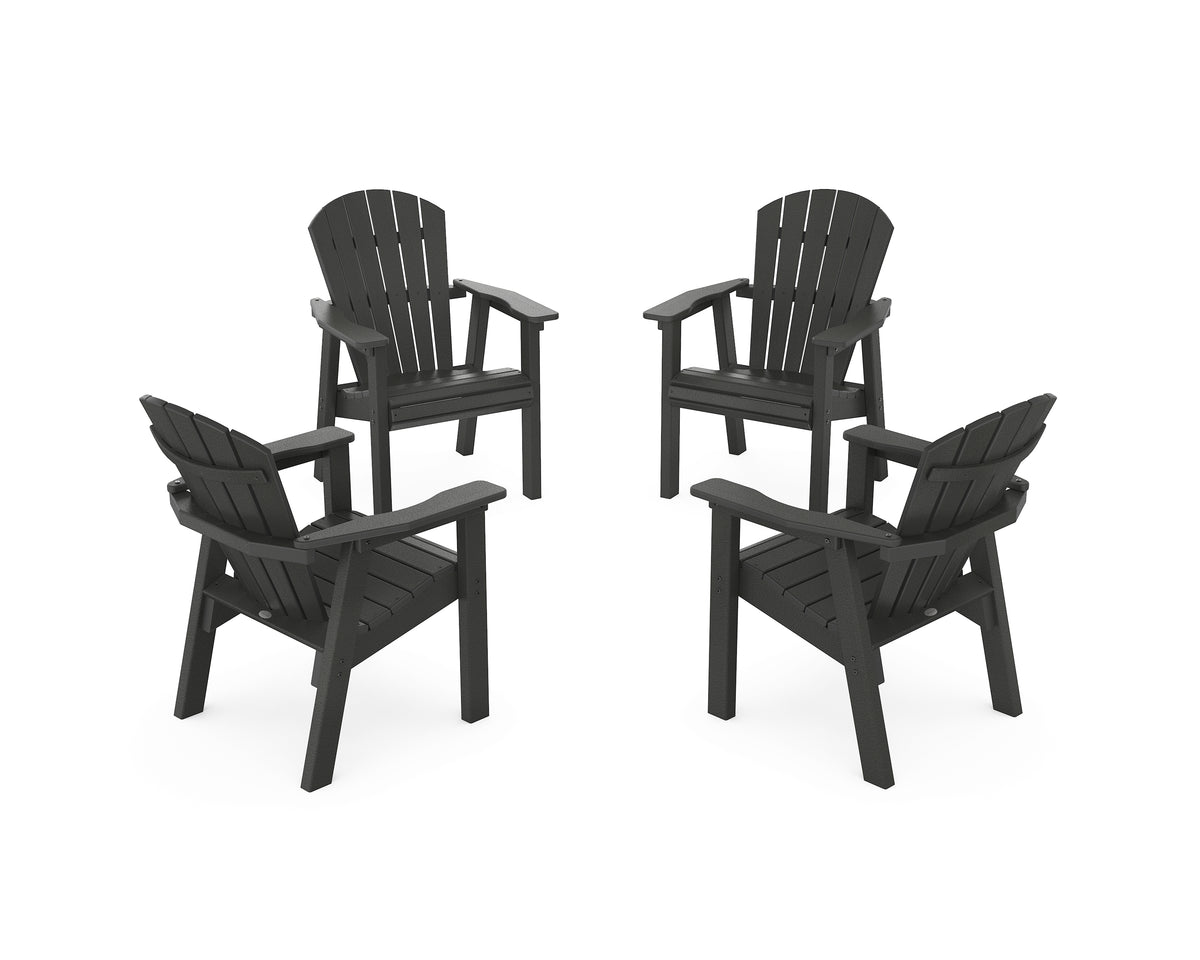 POLYWOOD Seashell 4-Piece Upright Adirondack Conversation Set in Black