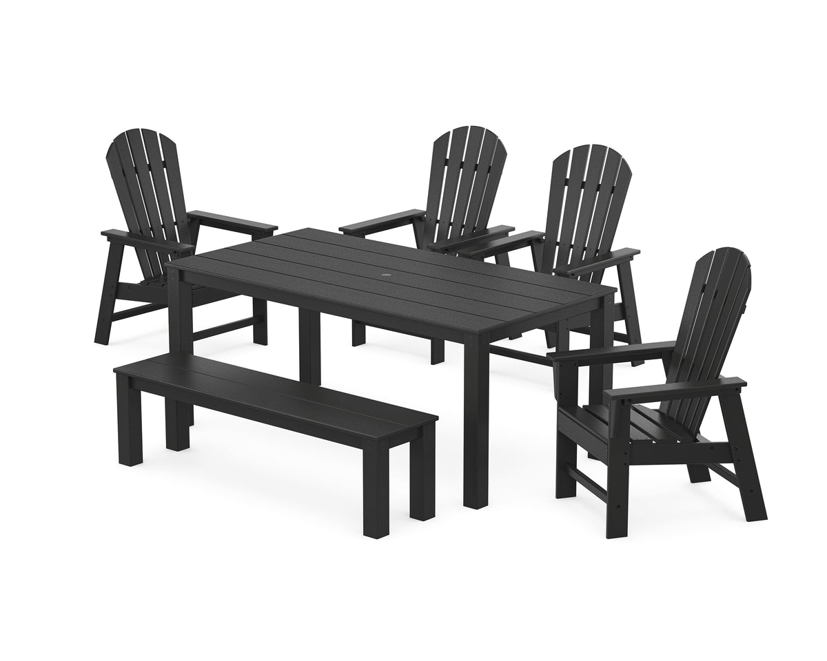 POLYWOOD South Beach 6-Piece Parsons Dining Set with Bench in Black