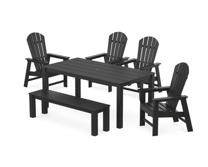 POLYWOOD South Beach 6-Piece Parsons Dining Set with Bench in Black