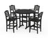 POLYWOOD Savannah 5-Piece Round Bar Set in Black